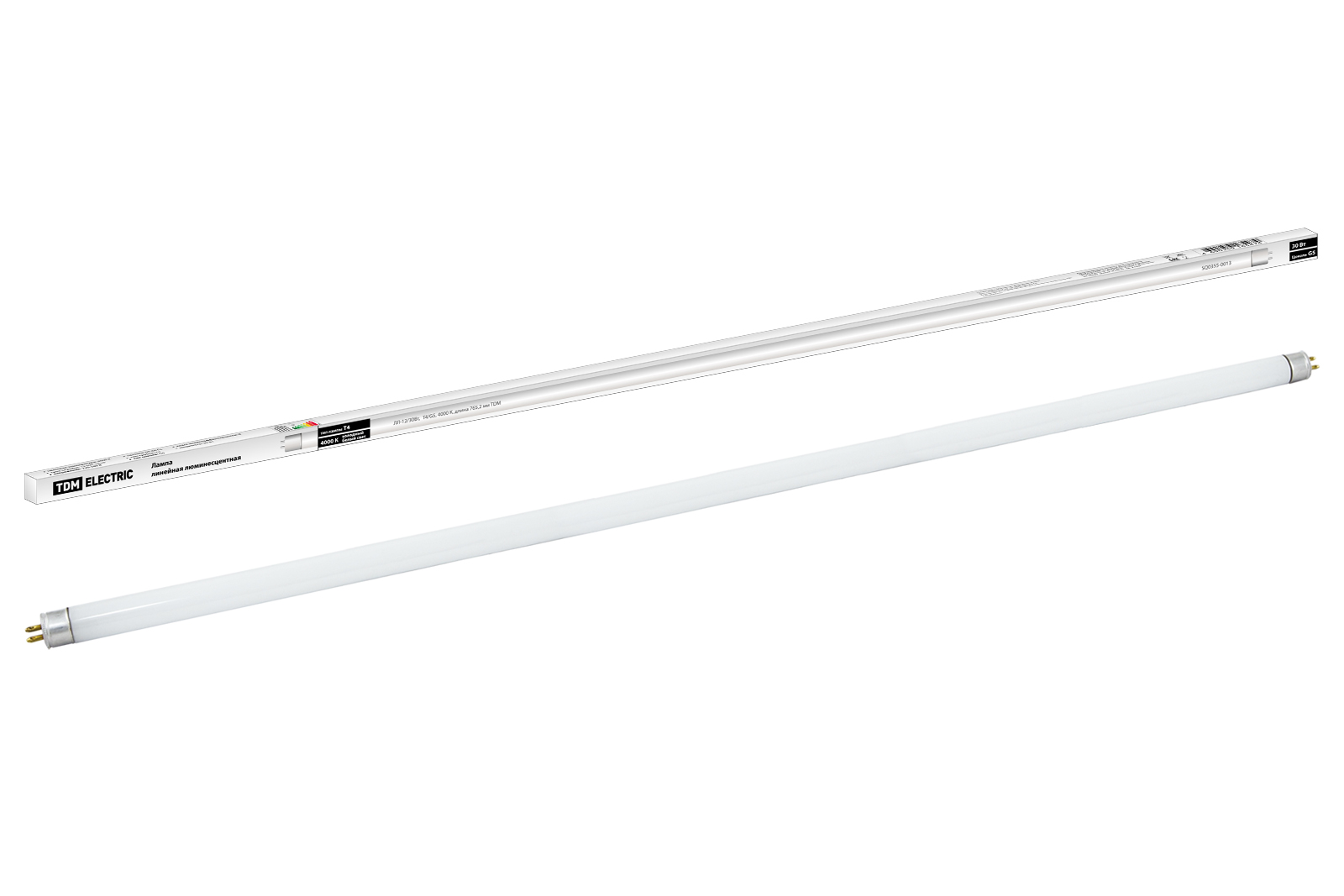 Лампа люминесцентная линейная двухцокольная TDM ELECTRIC ЛЛ-12/30Вт, T4/G5, 4000 К купить с доставкой по РФ
