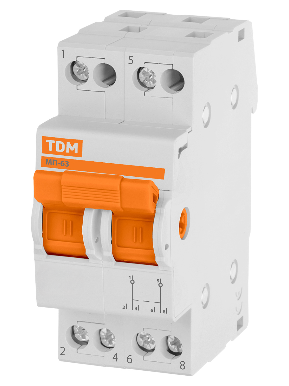 Модульный переключатель трехпозиционный TDM ELECTRIC МП-63 2P 63А