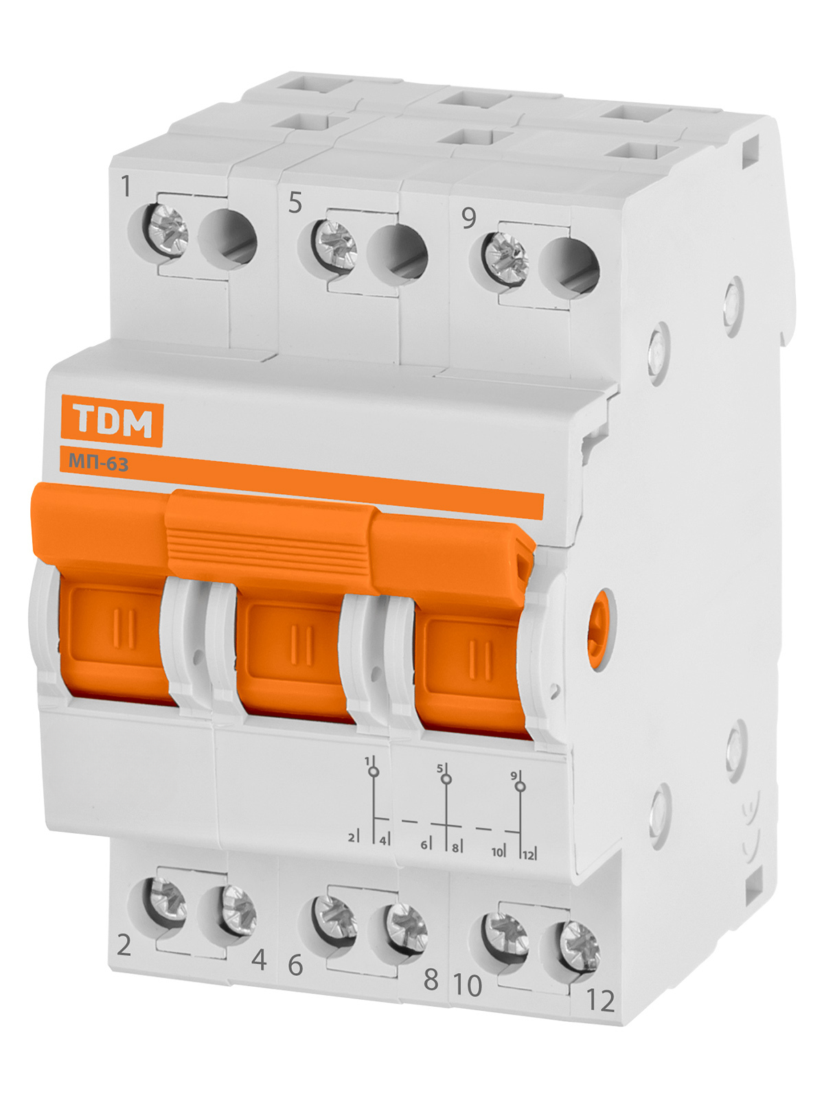Модульный переключатель трехпозиционный TDM ELECTRIC МП-63 3P 40А