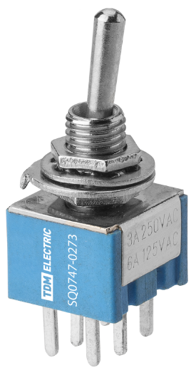 Переключатель-тумблер TDM MTS-203-A2 Micro 2P 250В AC/DC 3А (6c) ON-OFF-ON с фиксацией купить с доставкой по РФ
