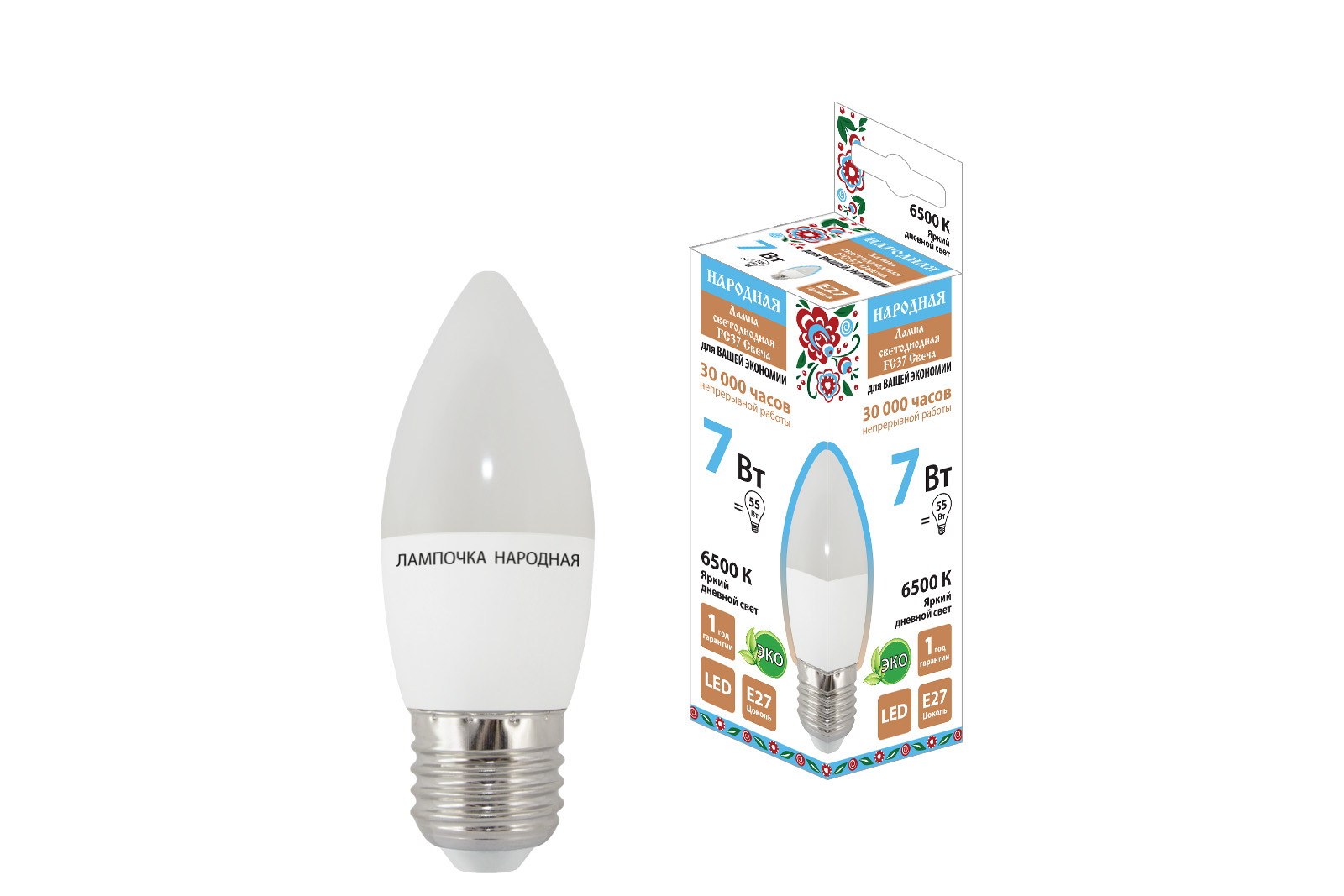 Лампа светодиодная TDM ELECTRIC Народная FС37-7 Вт-230 В -6500 К–E27 купить с доставкой по РФ