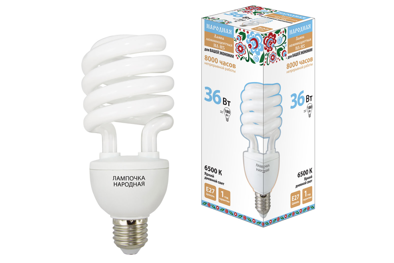 Лампа люминесцентная TDM ELECTRIC Народная НЛ-HS-36 Вт-6500 К–Е27 купить с доставкой по РФ