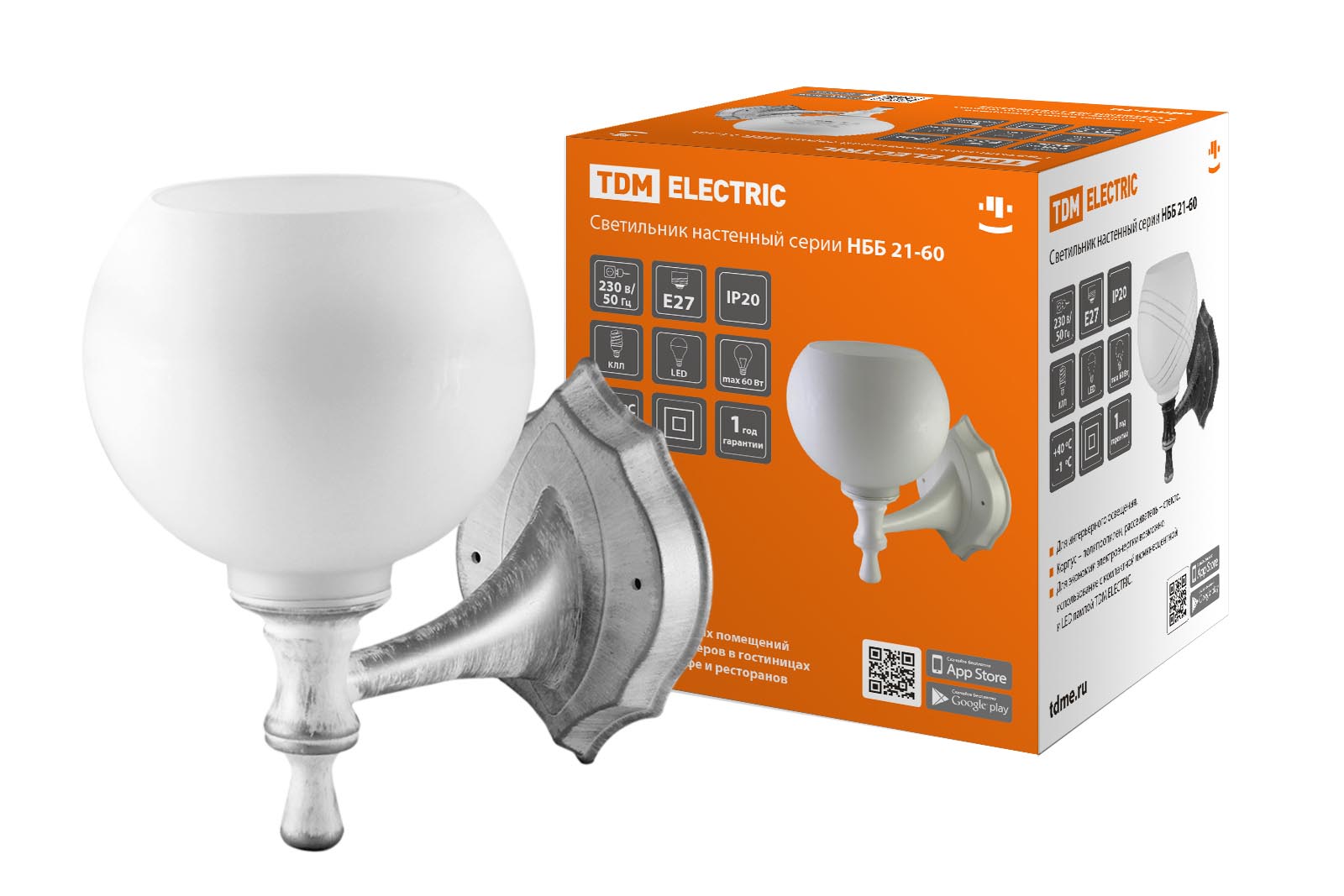 Светильник TDM ELECTRIC НББ 21-60-1323 УХЛ4 (белый под серебро, плафон полушар белый)