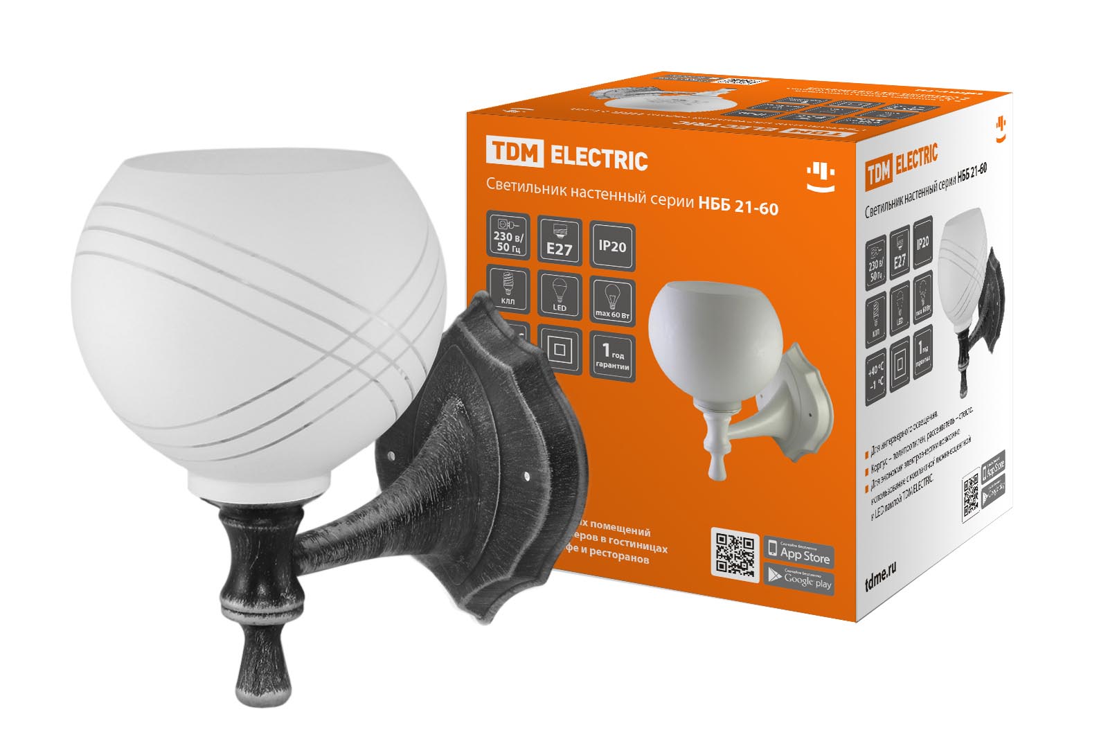 Светильник TDM ELECTRIC НББ 21-60-1322 УХЛ4 (черный под серебро, плафон полушар "параллели")