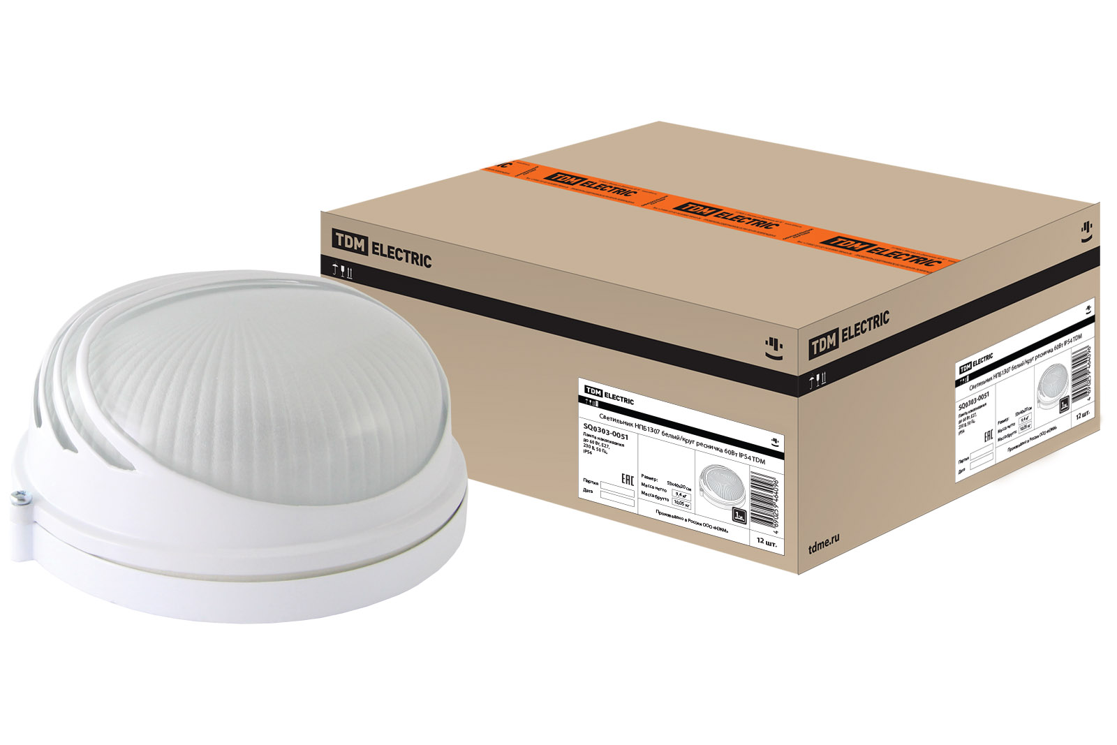 Светильник TDM ELECTRIC НПБ1307 белый/круг ресничка 60Вт IP54