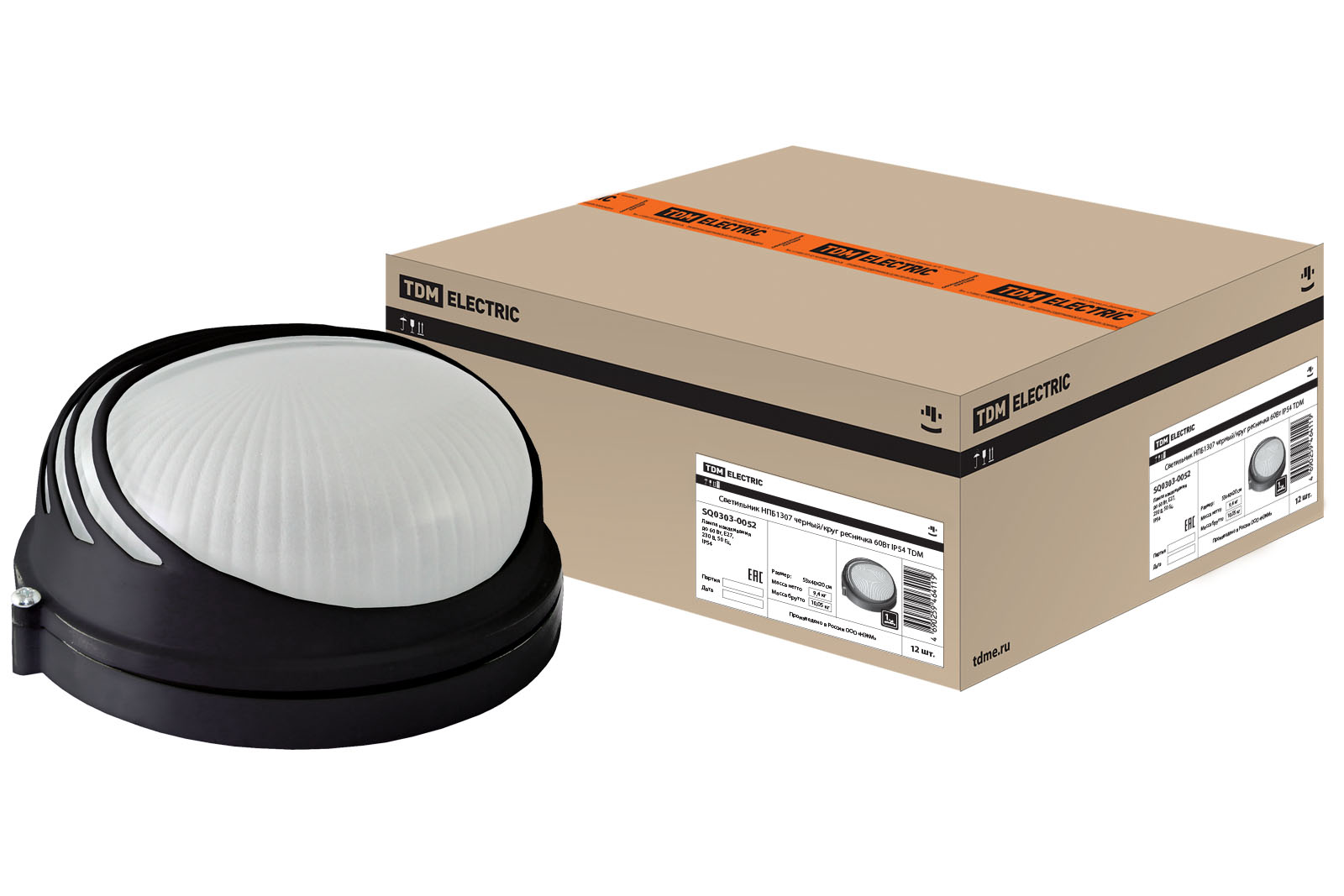 Светильник TDM ELECTRIC НПБ1307 черный/круг ресничка 60Вт IP54
