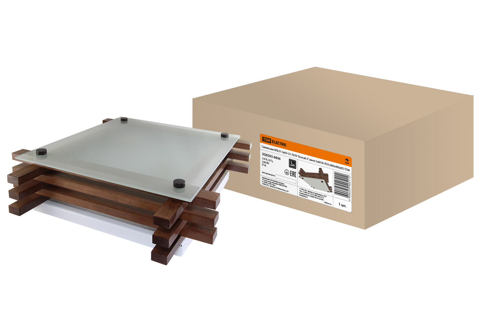 Светильник TDM ELECTRIC НПБ 01-3х60-121 УХЛ4 "Бонсай-2" венге 3х60Вт IP20 (490х490х85)