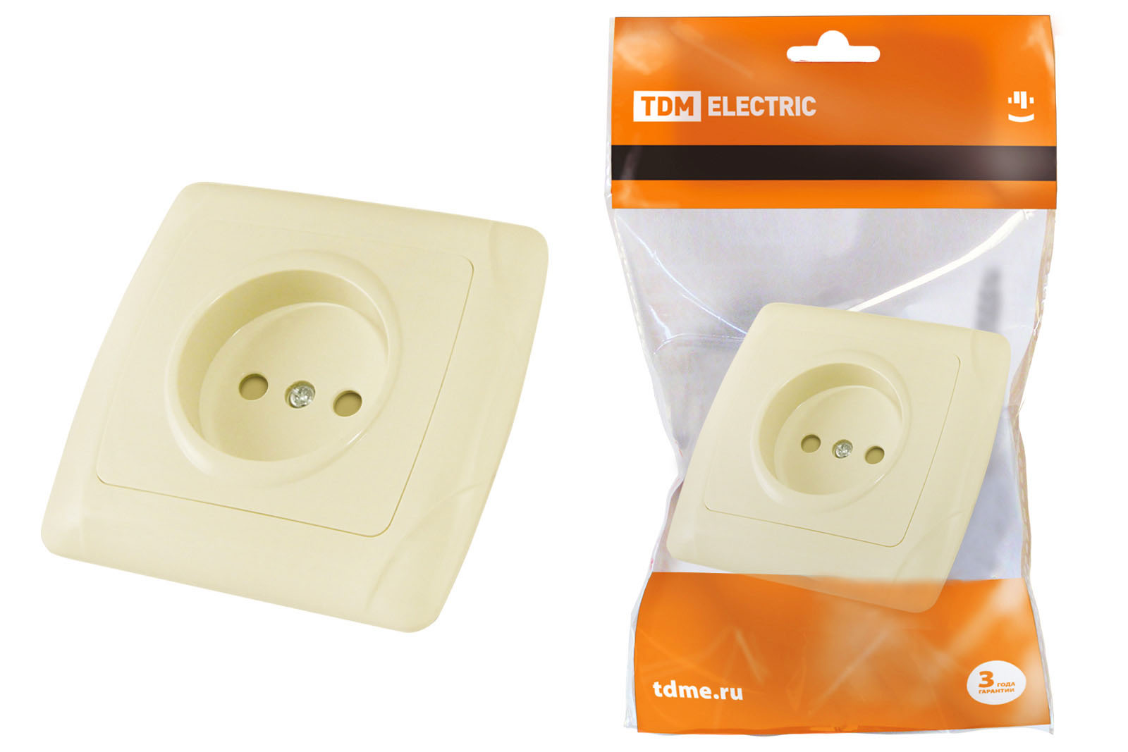 Розетка TDM ELECTRIC Онега 2П 10А 250В с защ. шт. сл. кость