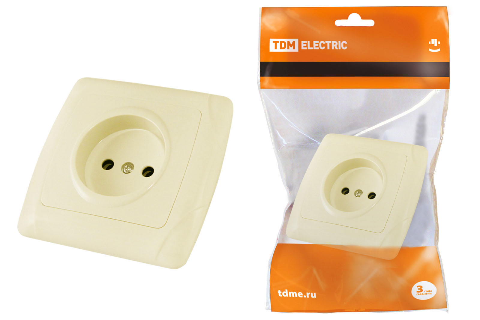 Розетка TDM ELECTRIC Онега 2П 10А 250В сл. кость