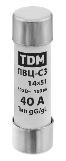 Плавкая вставка TDM ПВЦ-С3 14х51 40А купить с доставкой по РФ
