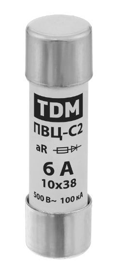 Плавкая вставка TDM ПВЦ-С2 10х38 aR (быстродействующая) 6А
