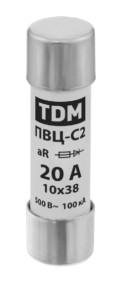 Плавкая вставка TDM ПВЦ-С2 10х38 aR (быстродействующая) 20А