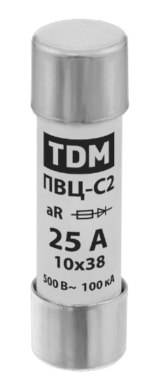 Плавкая вставка TDM ПВЦ-С2 10х38 aR (быстродействующая) 25А