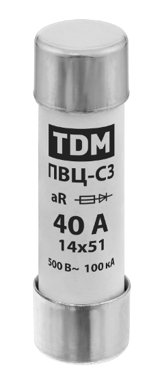 Плавкая вставка TDM ПВЦ-С3 14х51 aR (быстродействующая) 40А