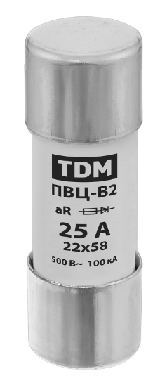 Плавкая вставка TDM ПВЦ-B2 22х58 aR (быстродействующая) 25А