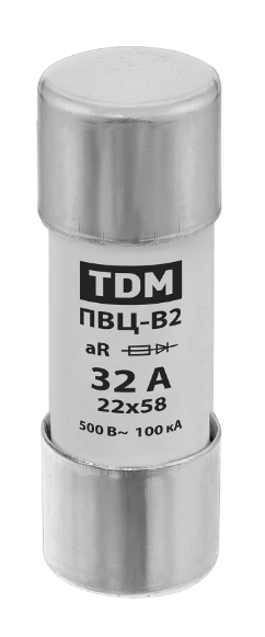 Плавкая вставка TDM ПВЦ-B2 22х58 aR (быстродействующая) 32А купить с доставкой по РФ