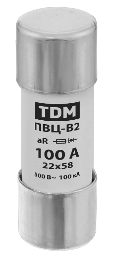 Плавкая вставка TDM ПВЦ-B2 22х58 aR (быстродействующая) 100А