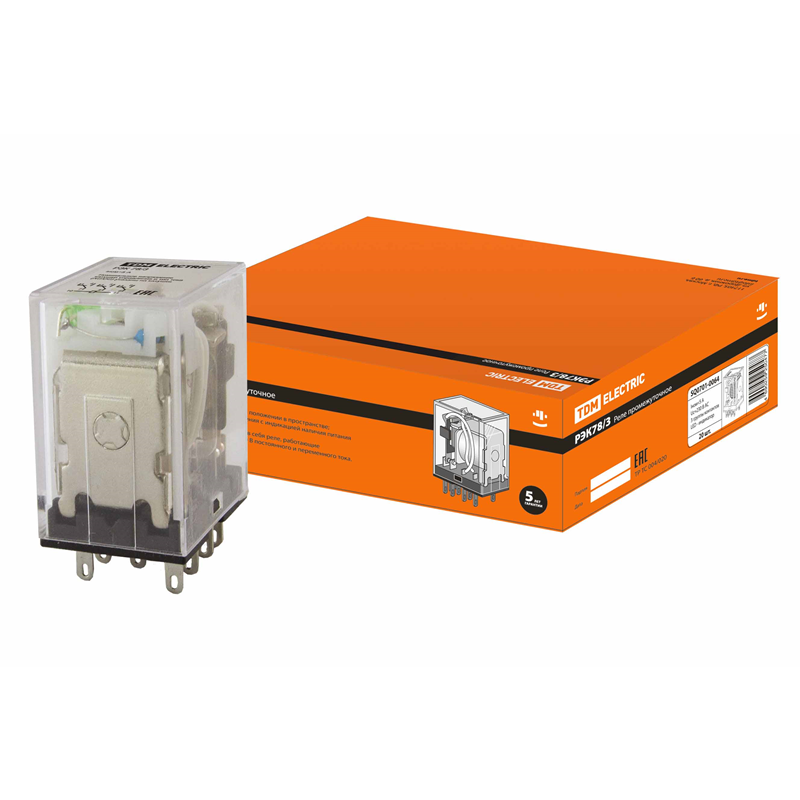 Реле TDM ELECTRIC РЭК78/3 с инд. 5А 230В AC