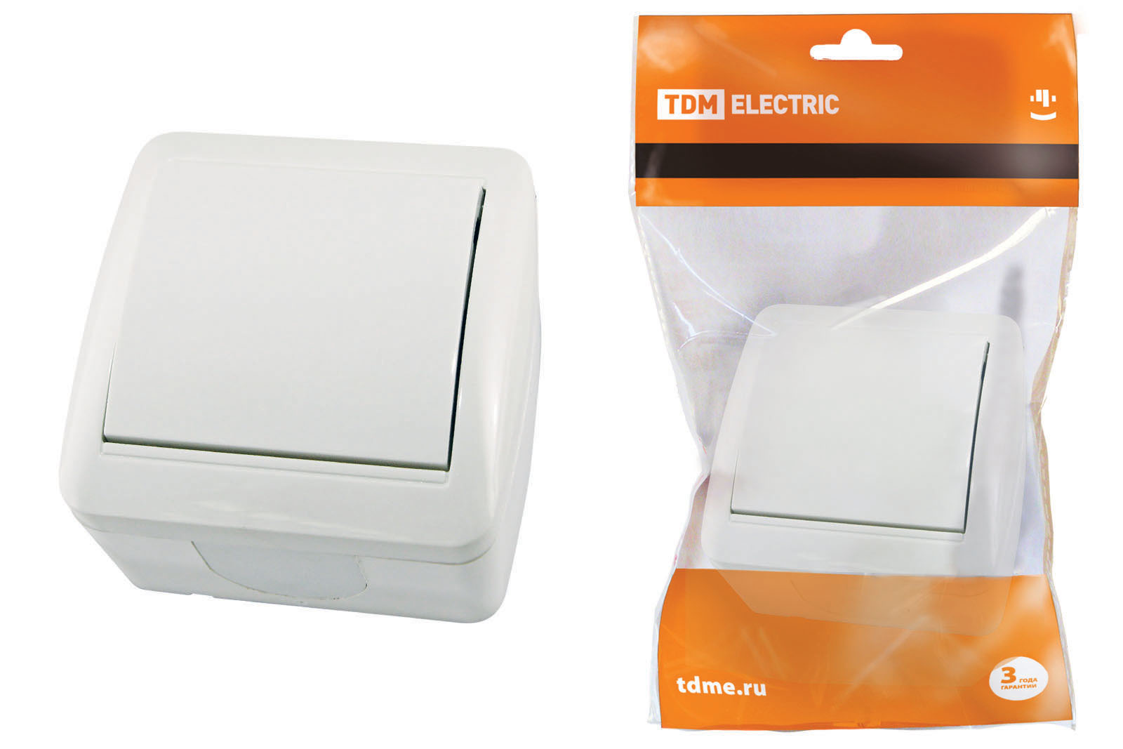 Выключатель 1-кл открытой установки TDM ELECTRIC "Селигер" IP44 10А белый
