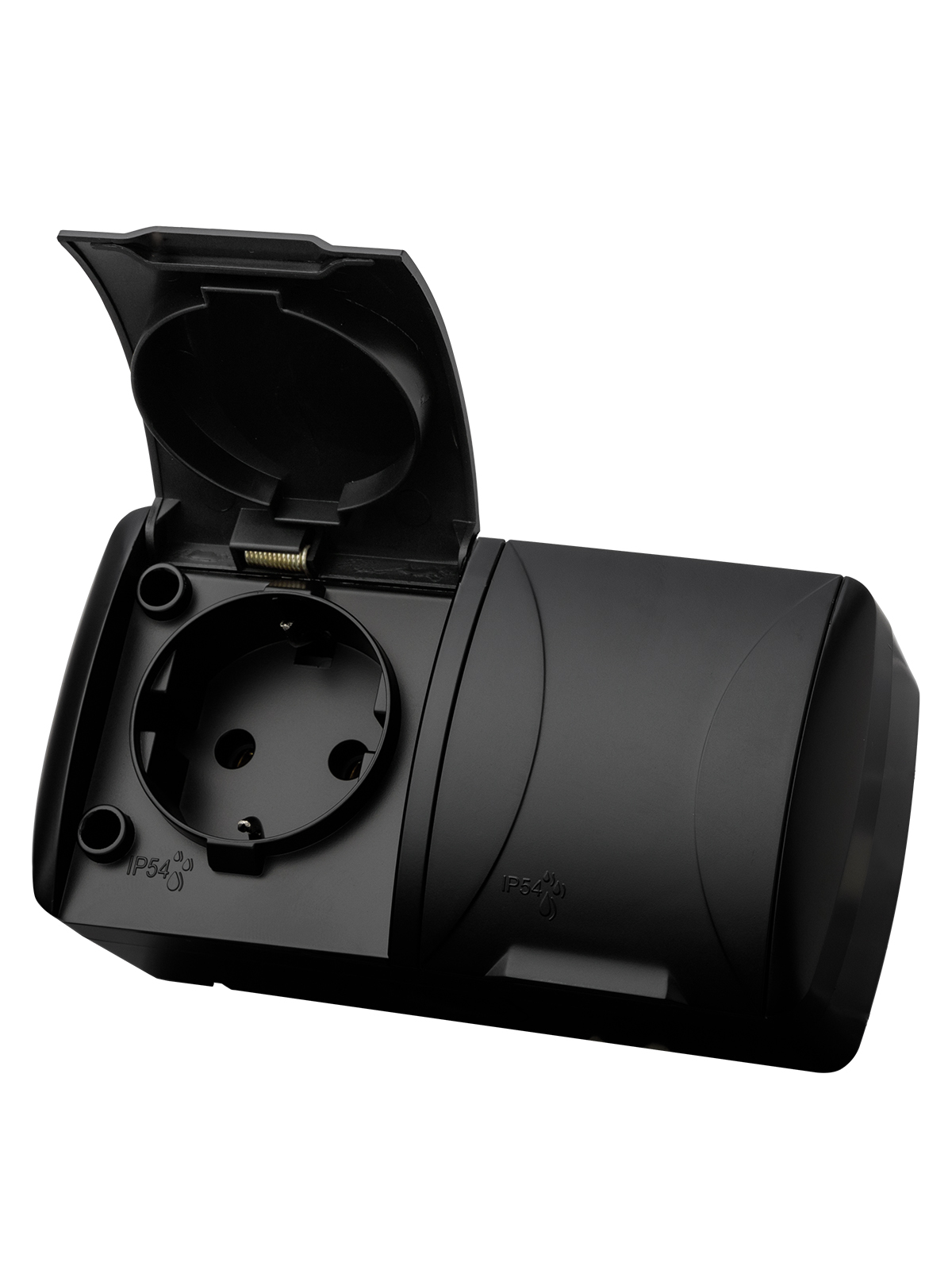 Розетка TDM ELECTRIC Селигер двойная 2П+3 открытой установки IP54 16А с крышкой графит