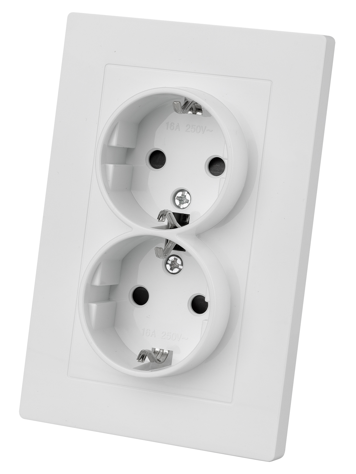 Розетка TDM ELECTRIC Сенеж двойная 2П+З 16А 250В с защ. шт. белая купить с доставкой по РФ