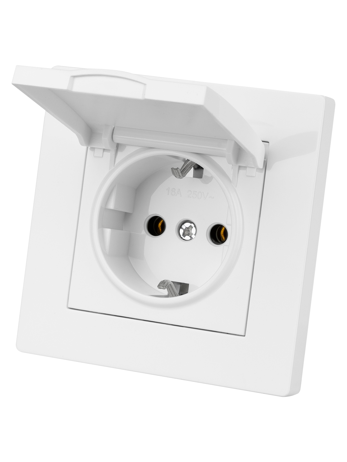 Розетка TDM ELECTRIC Сенеж 2П+З 16А 250В IP44 с крышкой белая