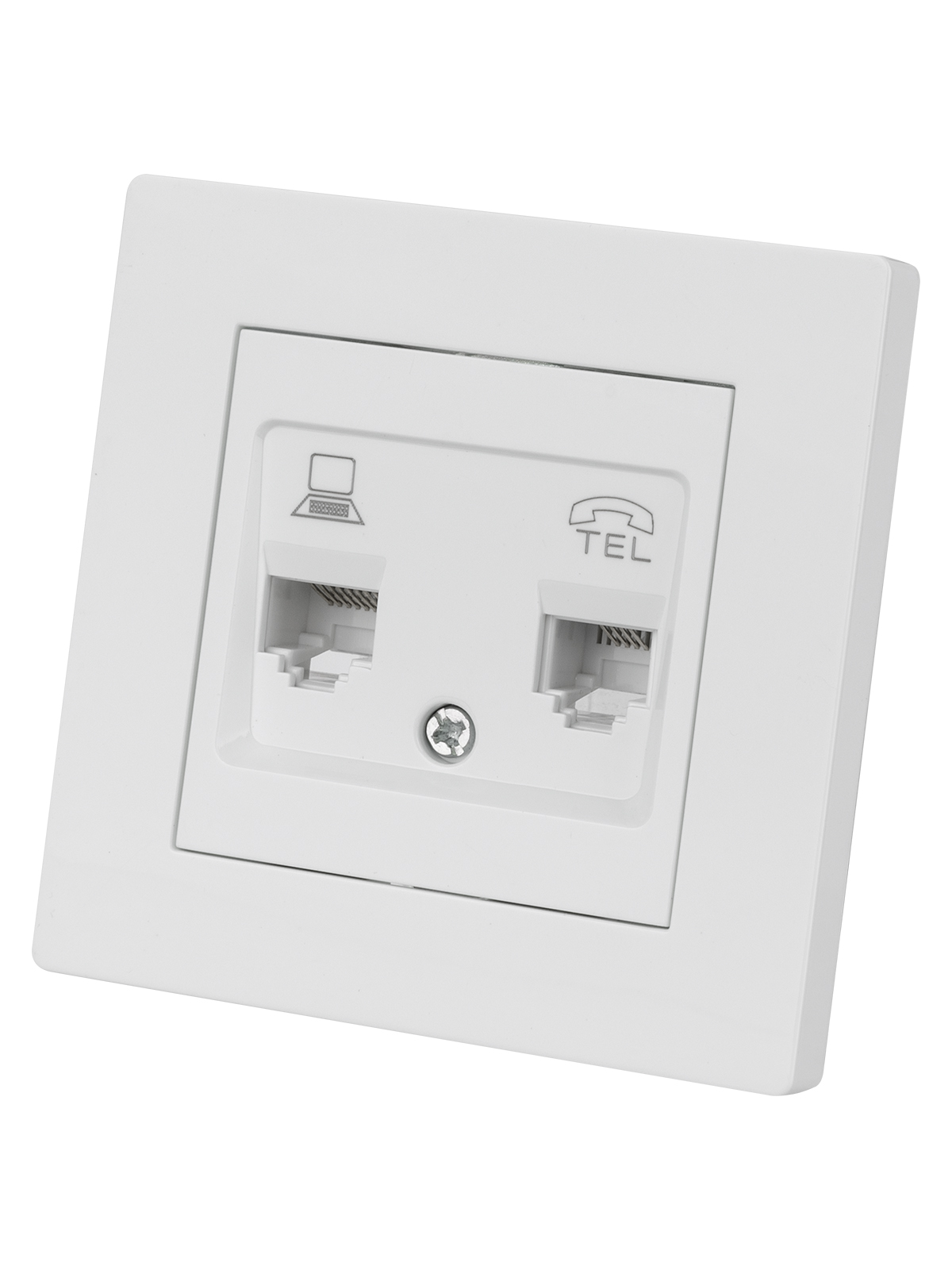 Розетка TDM ELECTRIC Сенеж телефонная RJ11 + компьютерная RJ45 белая