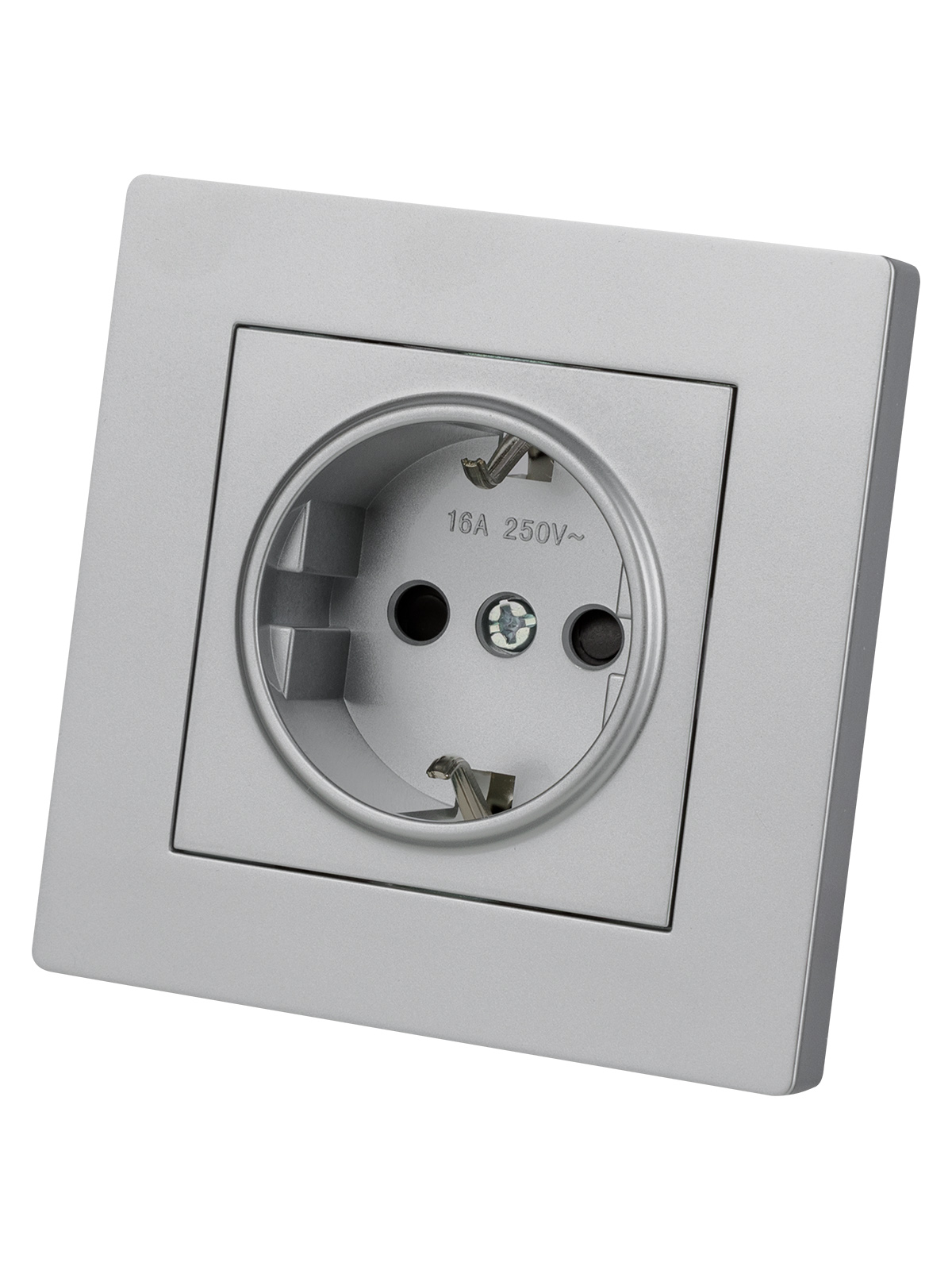 Розетка TDM ELECTRIC Сенеж 2П+З 16А 250В с защ. шт. серебр. металлик купить с доставкой по РФ