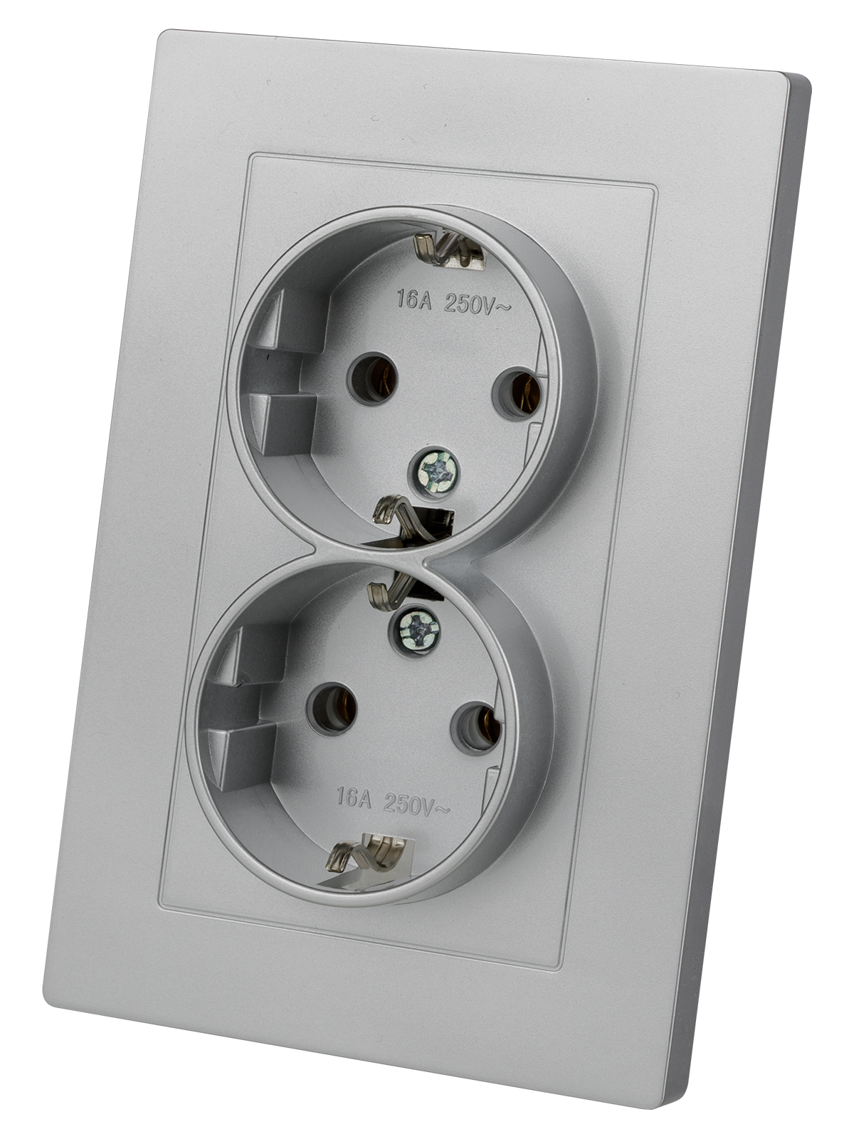 Розетка TDM ELECTRIC Сенеж двойная 2П+З 16А 250В серебр. металлик купить с доставкой по РФ