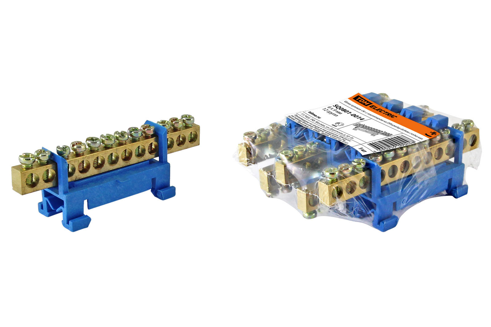 Шина TDM ELECTRIC "N" нулевая с изолятором на DIN-рейку 6x9мм стойка 12 групп