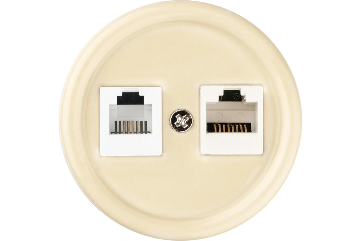 Розетка телефонная RJ11 + компьютерная RJ45 сл. кость «Болонь» TDM