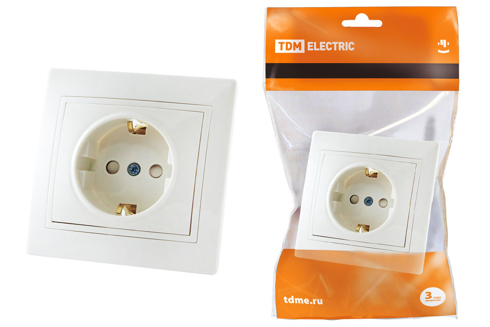 Розетка TDM ELECTRIC Таймыр 2П+З с защ. шт. 16А 250В белый