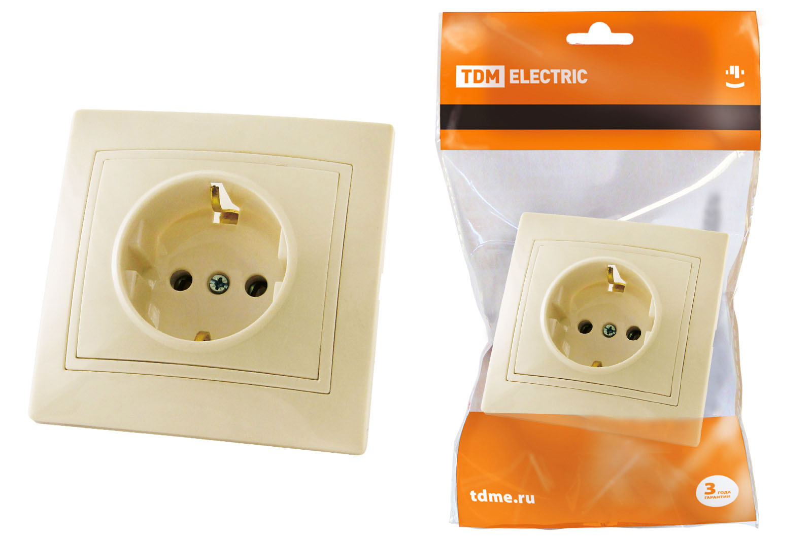 Розетка TDM ELECTRIC Таймыр 2П+З 16А 250В сл. кость