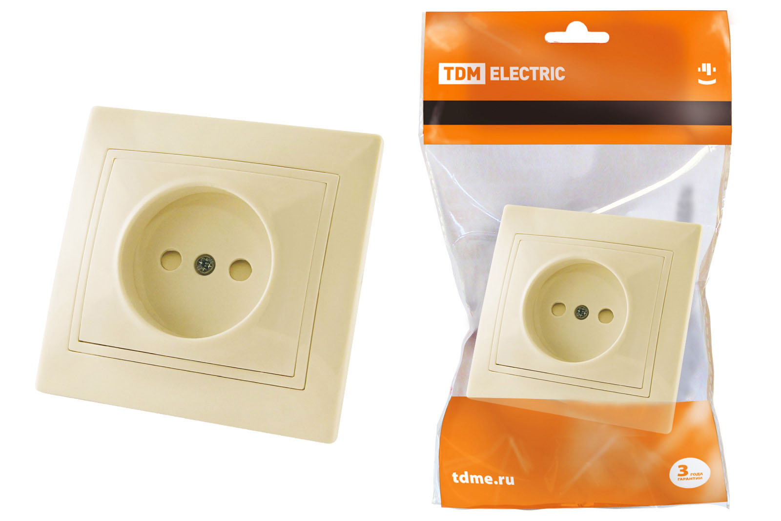 Розетка TDM ELECTRIC Таймыр 2П с защ. шт. 10А 250В сл. кость