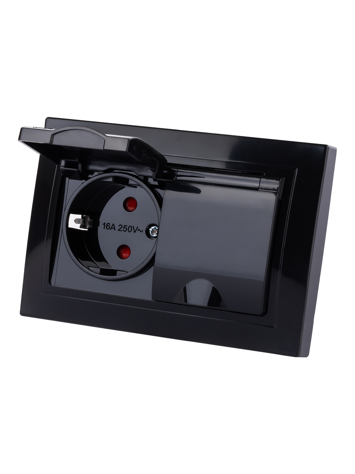 Розетка TDM ELECTRIC Таймыр двойная 2П+З с защ. шт. и крышкой 16А 250В IP44 антрацит купить с доставкой по РФ