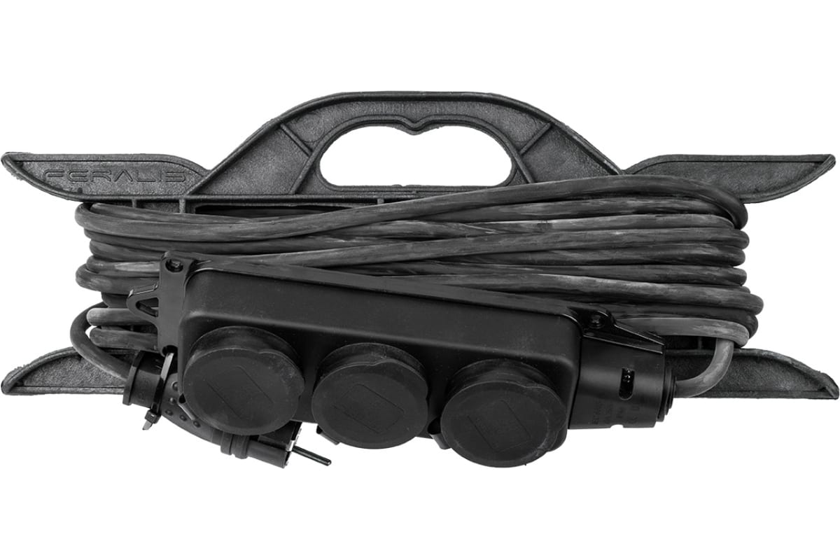 Удлинитель-шнур TDM ELECTRIC силовой на рамке, каучук, КГ, IP44, 3 гнезда с/з, 3500 Вт, 10 м Народный