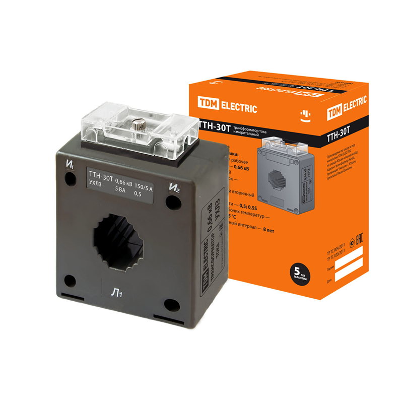 Трансформатор тока измерительный TDM ELECTRIC ТТН 30T/150/5- 5VA/0,5-Р