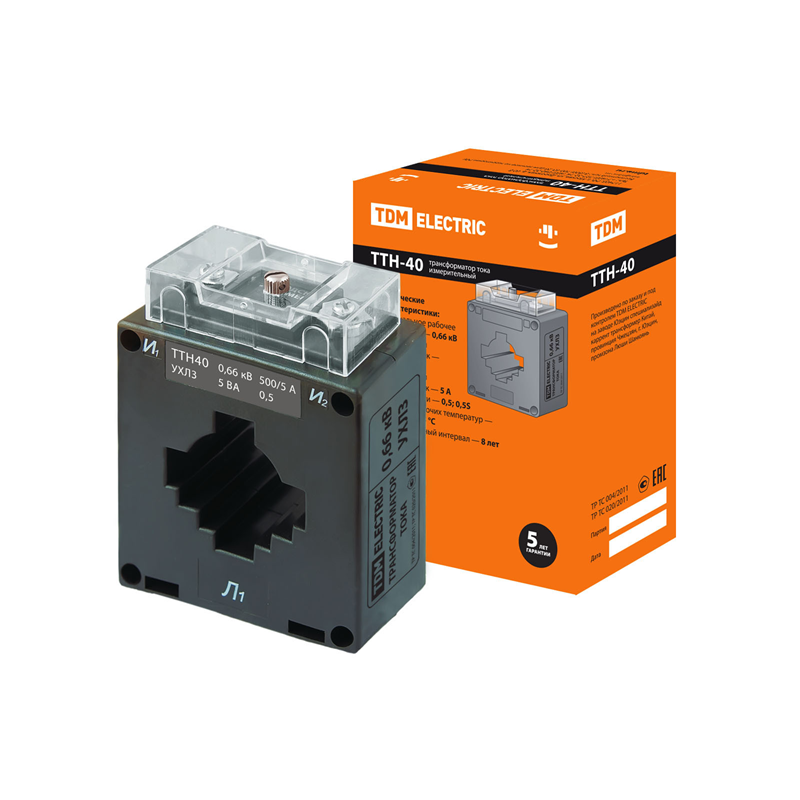 Трансформатор тока измерительный TDM ELECTRIC ТТН 40/500/5- 5VA/0,5-Р