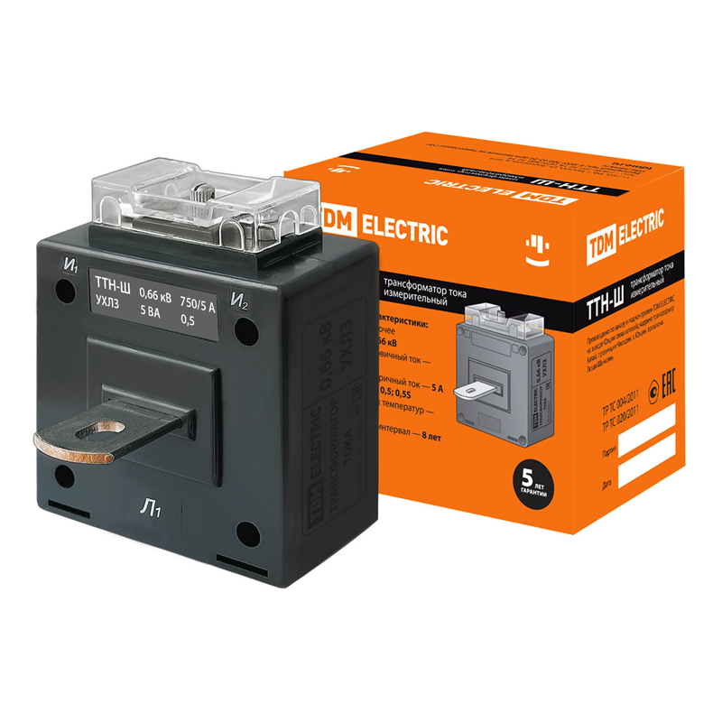 Трансформатор тока измерительный TDM ELECTRIC ТТН-Ш 750/5- 5VA/0,5-Р