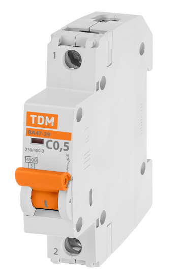 Автоматический выключатель TDM ELECTRIC ВА47-29 1Р 0,5А 4,5кА характеристика С купить с доставкой по РФ