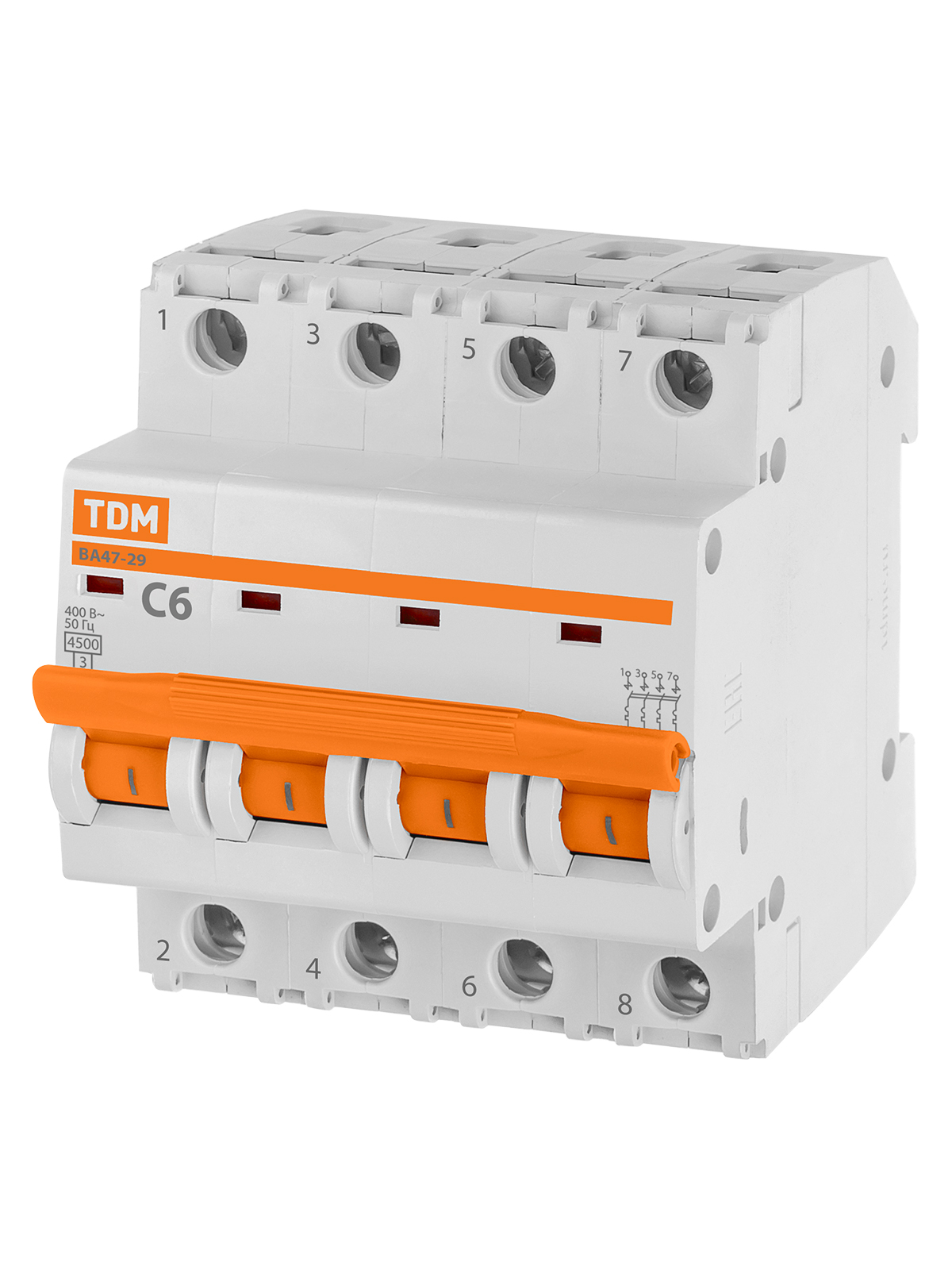 Автоматический выключатель TDM ELECTRIC ВА47-29 4Р 50А 4,5кА х-ка С