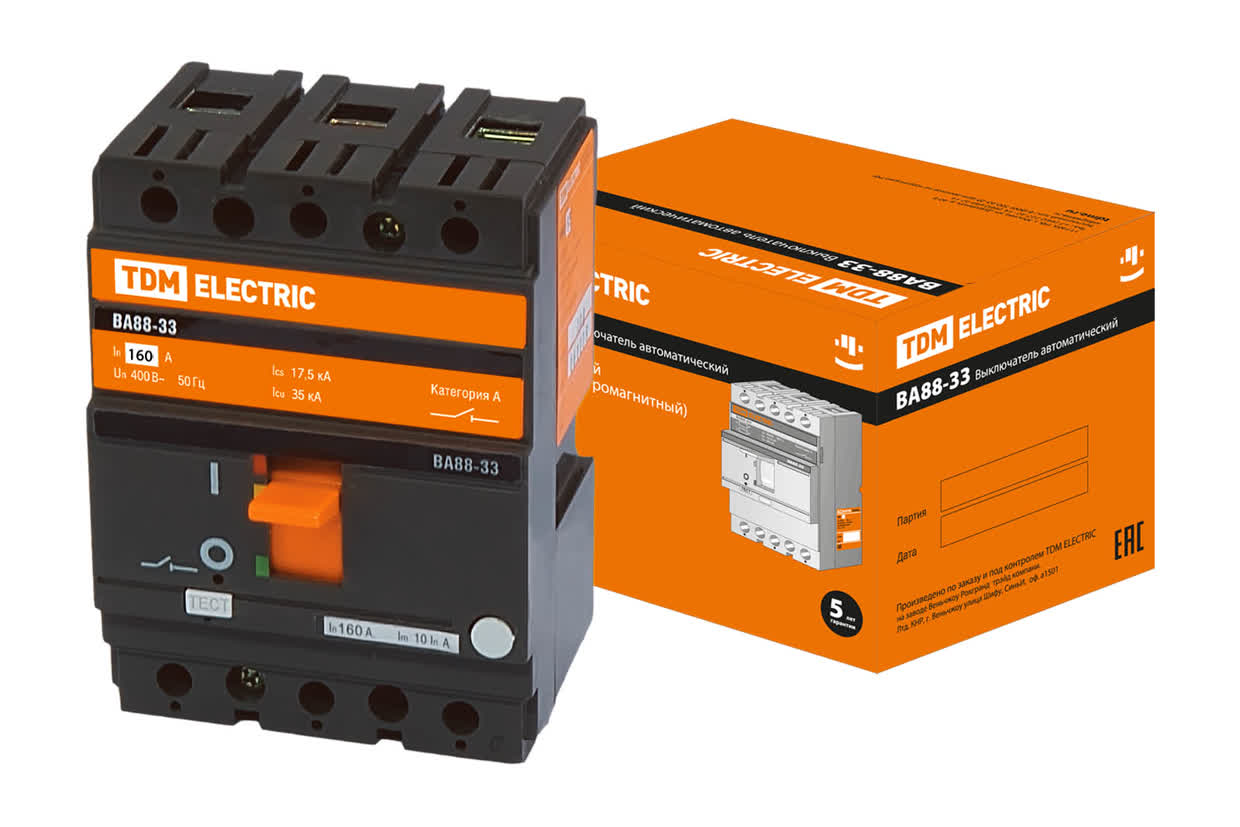 Автоматический выключатель TDM Electric ВА88-33, трёхполюсный, 160А, 35 кА