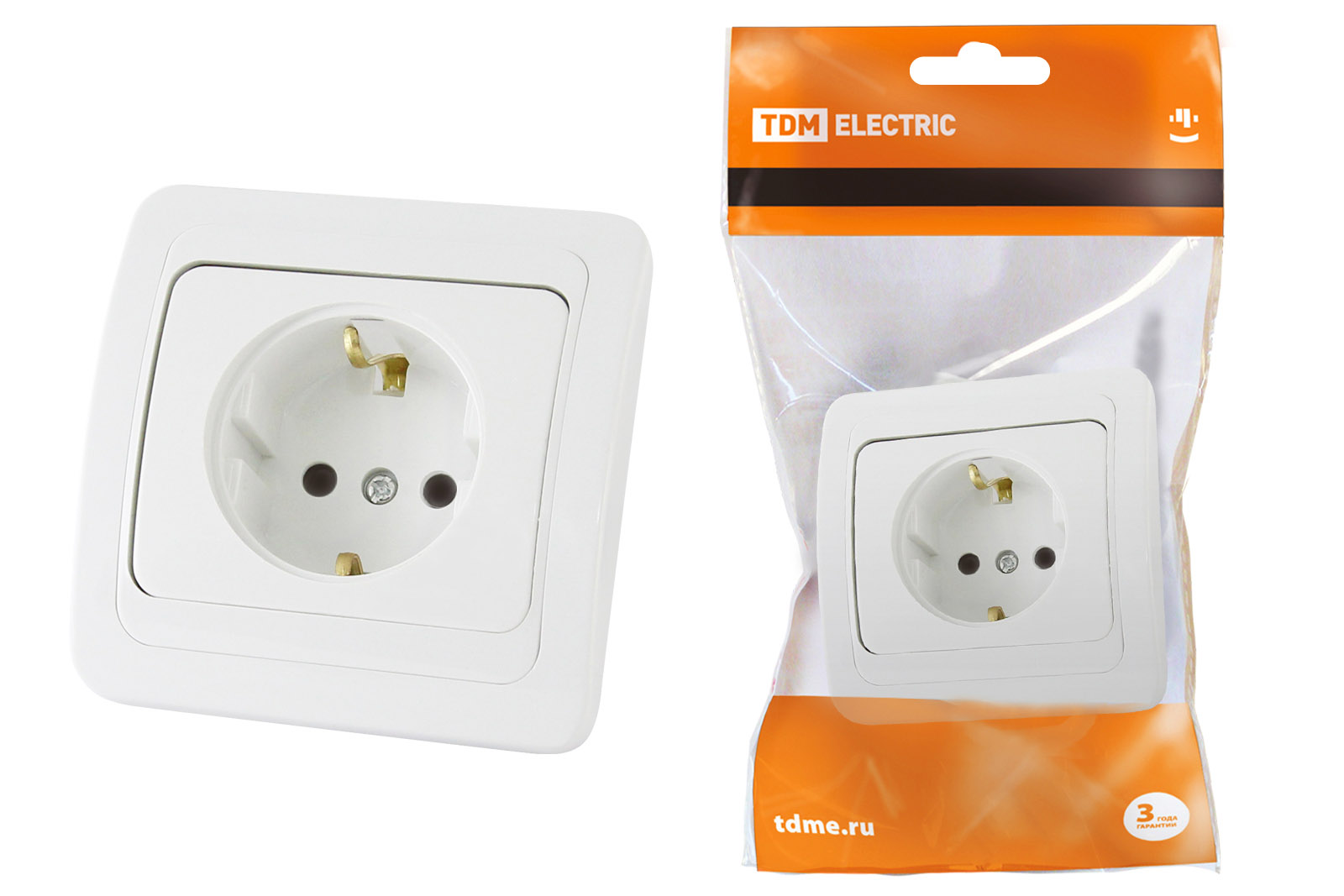 Розетка TDM ELECTRIC Валдай 2П+З 16А белая