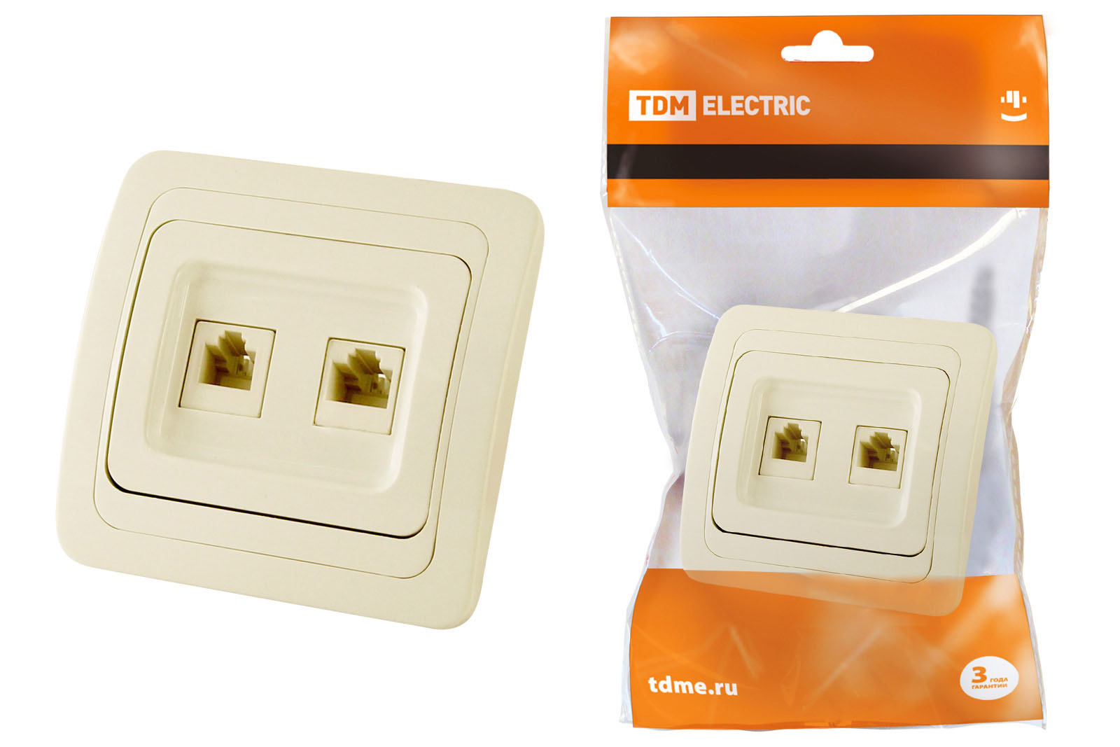 Розетка TDM ELECTRIC Валдай компьютерная RJ-45 + TФ (RJ-11) сл. кость