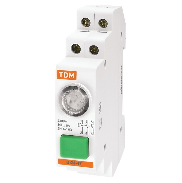 Выключатель кнопочный с индикацией TDM ВКИ-47 зеленый (LED) 2НО;1НЗ AC/DC