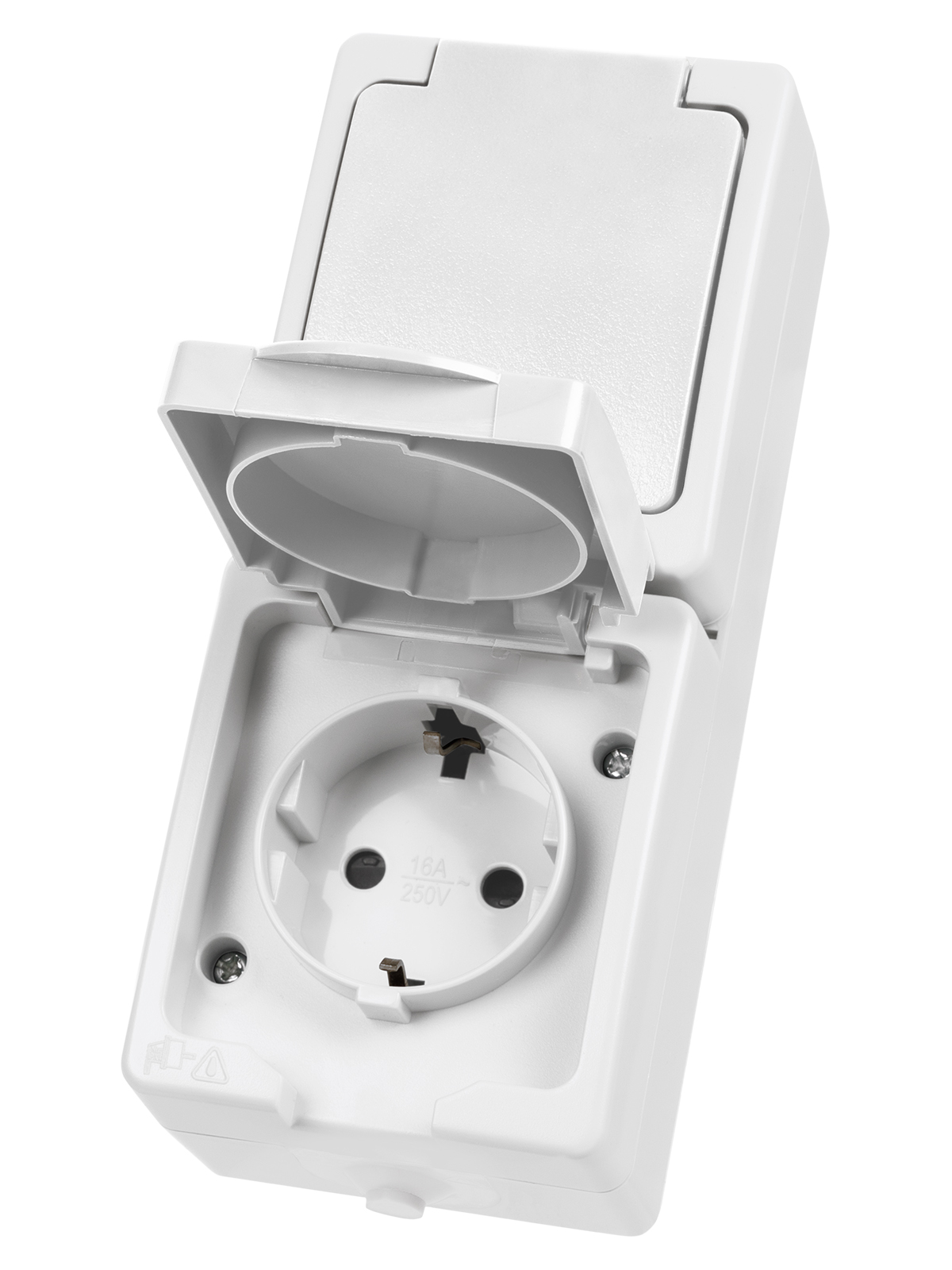 Розетка TDM ELECTRIC Вуокса двойная 2П+З (вертикальная) открытой установки IP54 16А белая