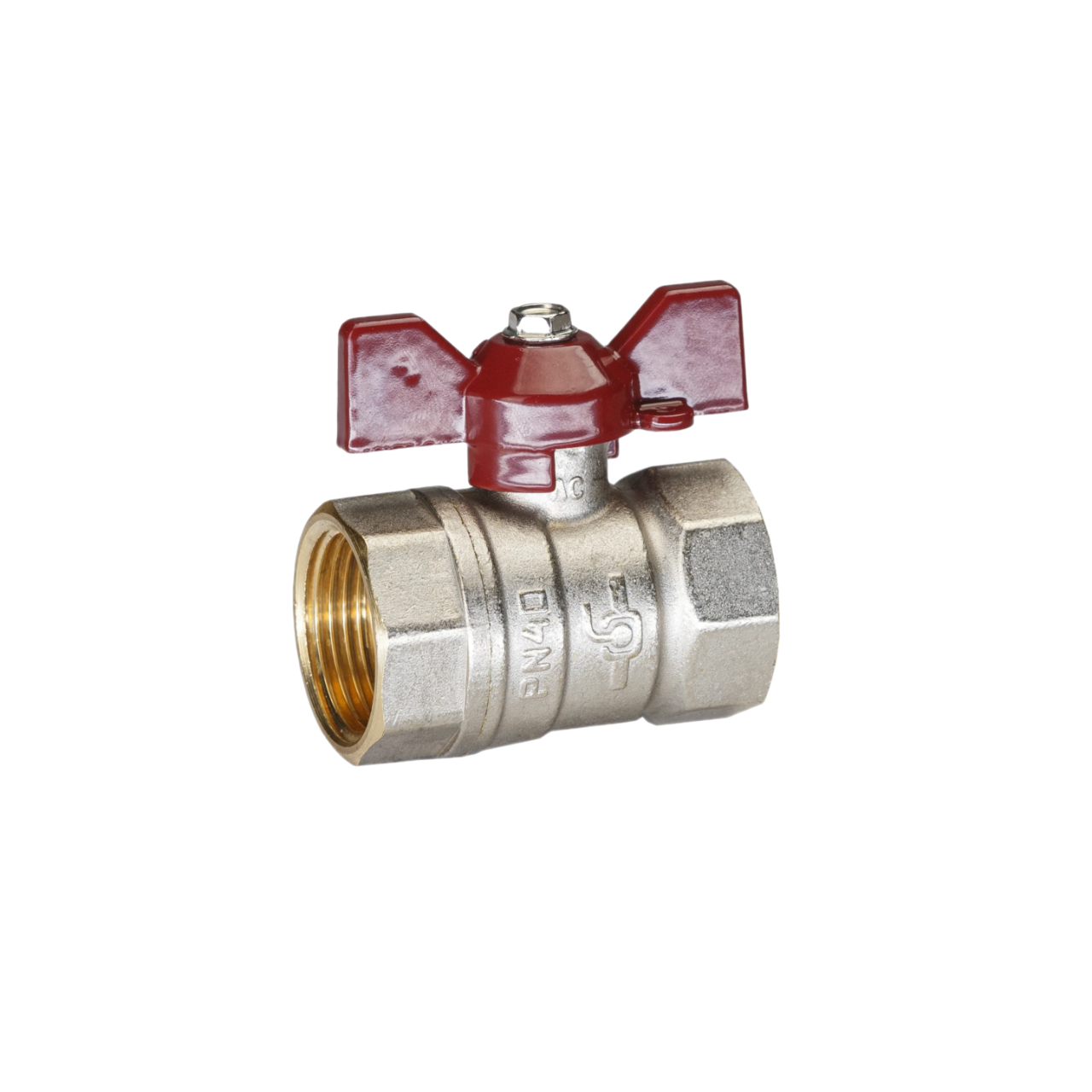 Кран шаровой бабочка 1/2" ВВ красная TEMPER (88.В-В.1/2".Б) купить с доставкой по РФ