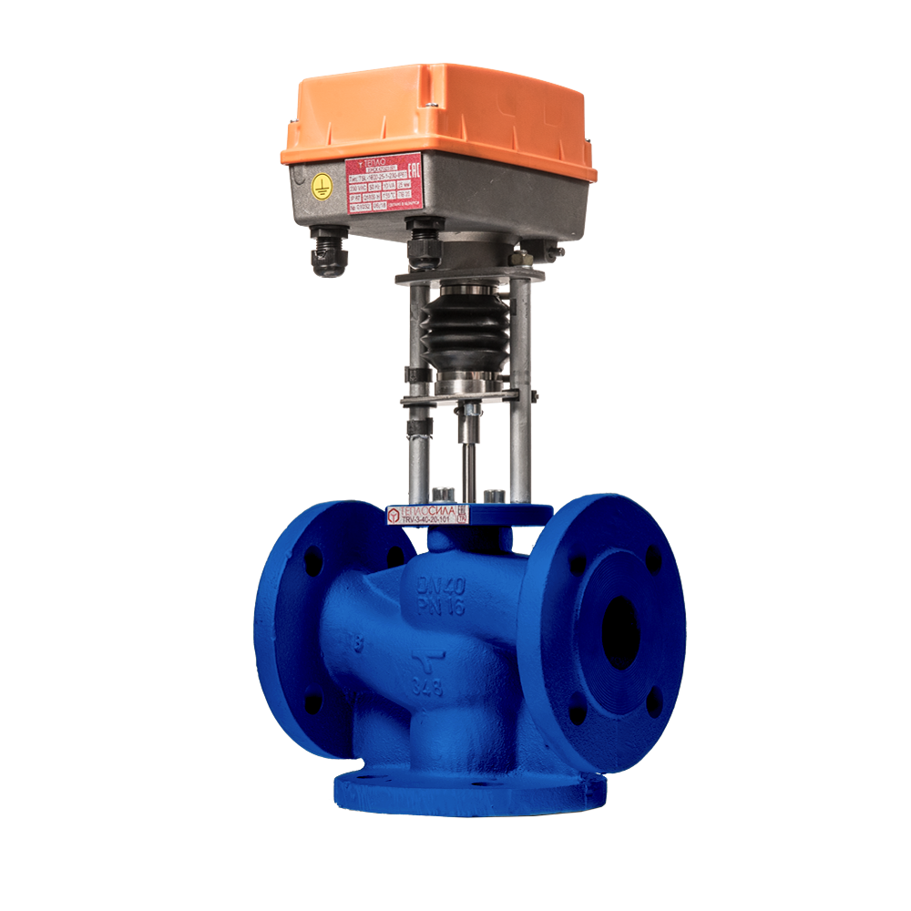 Клапан регулирующий 3-ход чуг TRV-3 Ду20 Ру16 фл Kv6.3 с электроприводом TSL Теплосила TRV-3-20-6.3-101