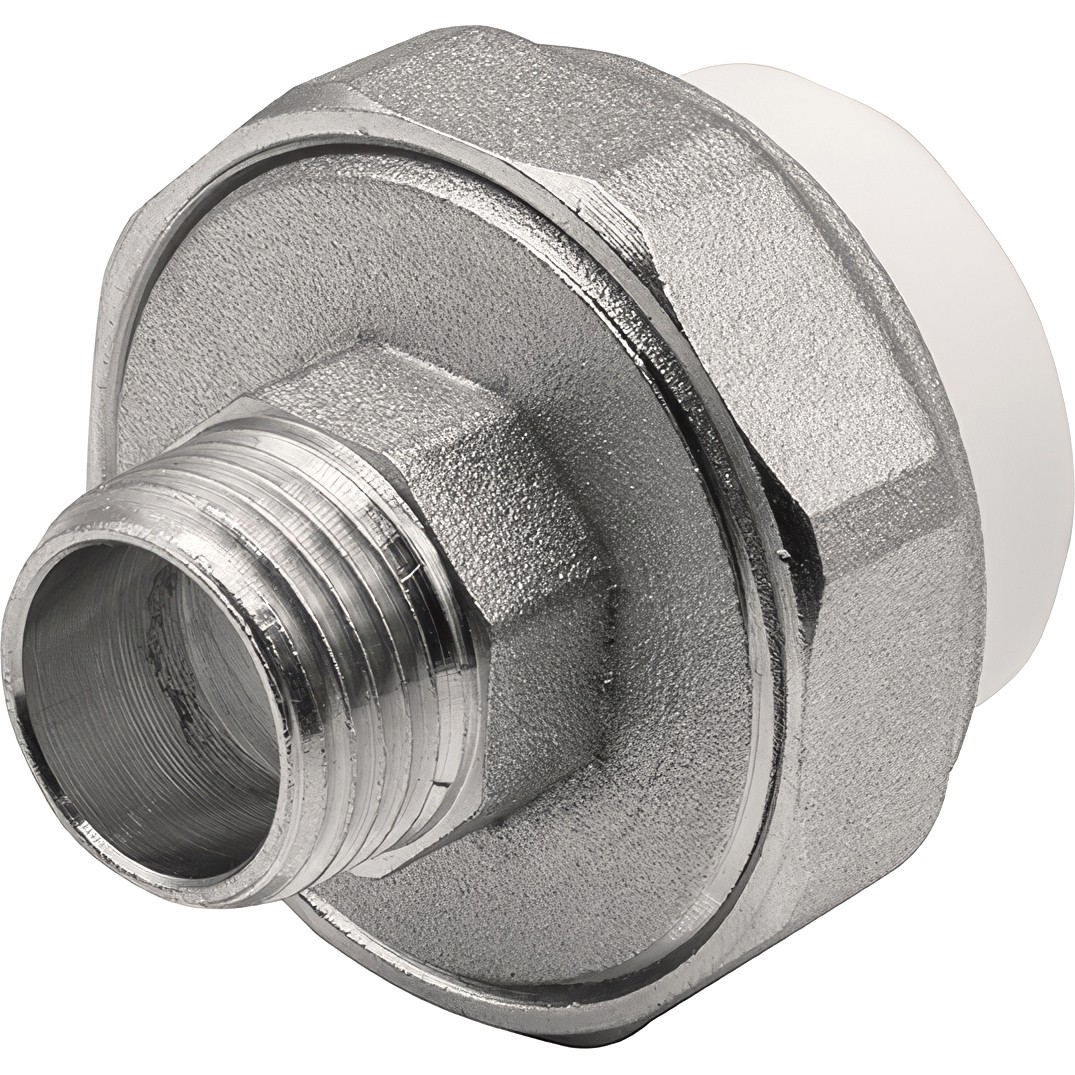 Муфта THERMOLIGHT комбинированная разъемная PP-R НР 25х3/4" белый (10/160)