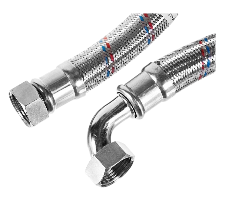 Подводка для бака TIM 1" x 1,2 м. угловая г/г нержавеющая сталь